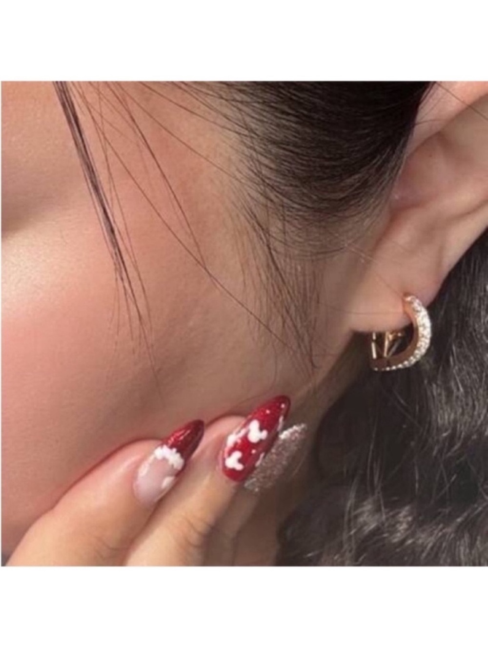 Louis Vuitton 18K Gold Plated Crystal-Trim Earrings - Picture 8 of 10